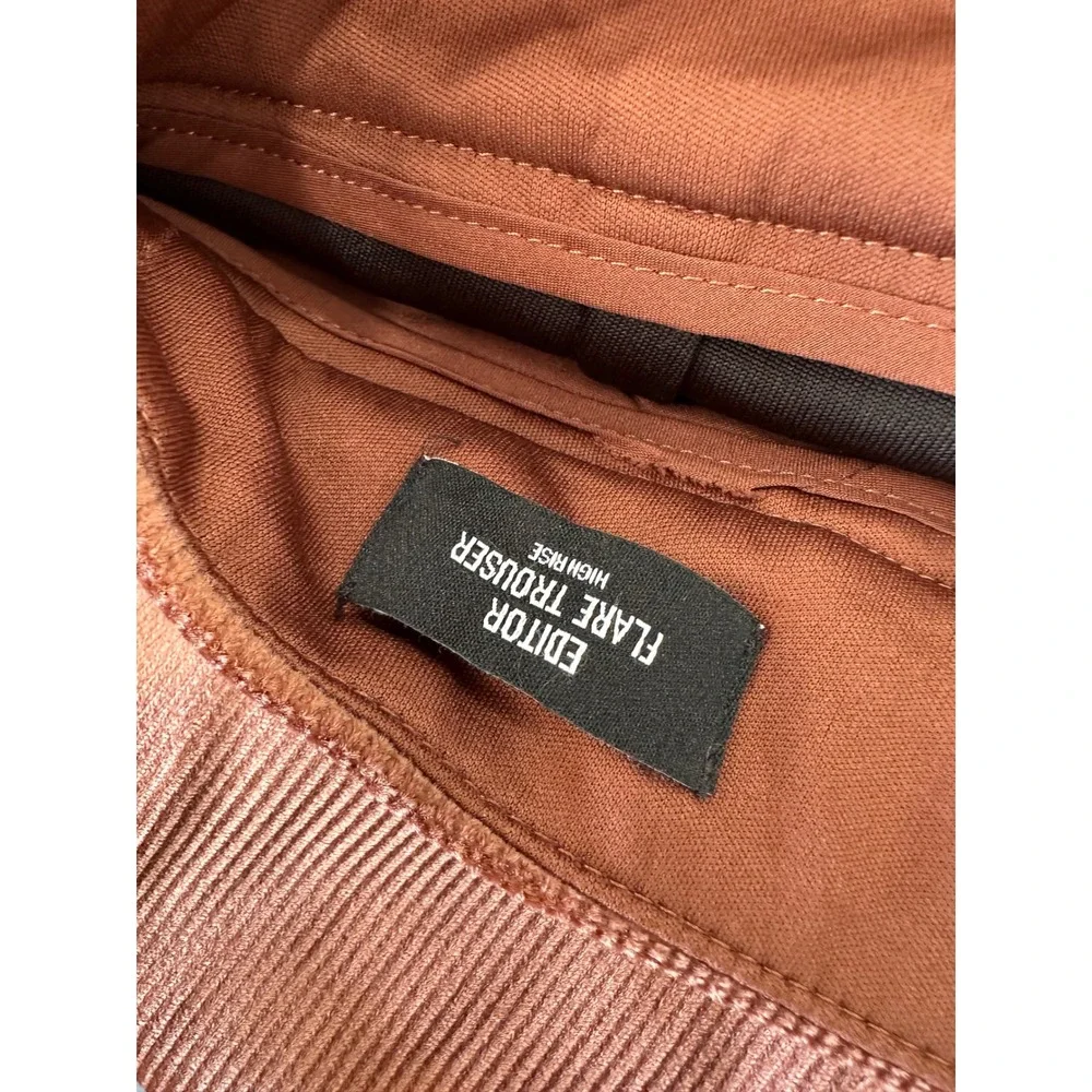 Express Editor High Rise Flare‎ Trouser Brown Corduroy Pants 10R